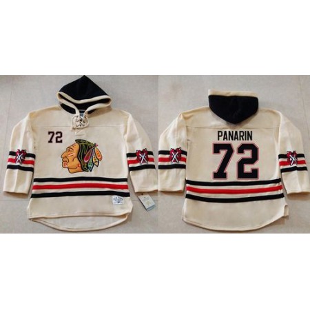 Blackhawks #72 Artemi Panarin Cream Heavyweight Pullover Hoodie Stitched NHL Jersey