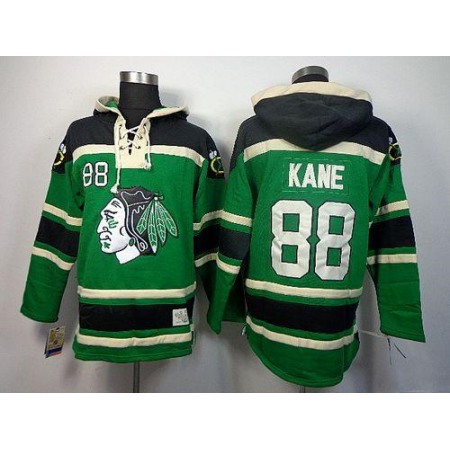 Blackhawks #88 Patrick Kane Green St. Patrick's Day McNary Lace Hoodie Stitched NHL Jersey