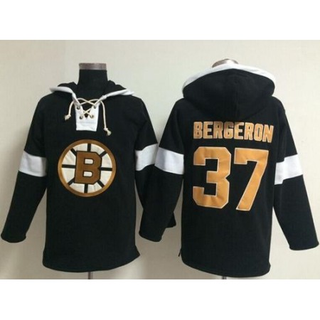 Bruins #37 Patrice Bergeron Black NHL Pullover Hoodie
