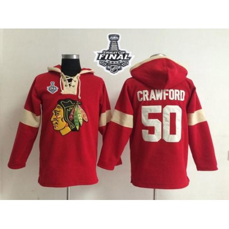 Chicago Blackhawks #50 Corey Crawford Red 2015 Stanley Cup Pullover NHL Hoodie