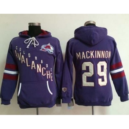 Colorado Avalanche #29 Nathan MacKinnon Purple Women's Old Time Heidi NHL Hoodie