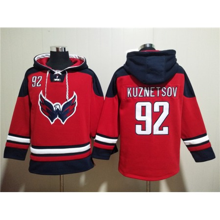 Men's Washington Capitals #92 Evgeny Kuznetsov Red Ageless Must-Have Lace-Up Pullover Hoodie