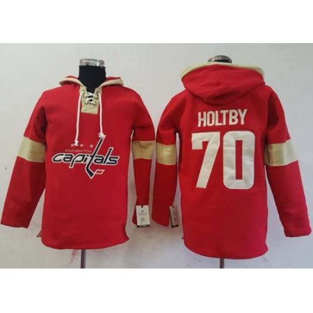 Capitals #70 Braden Holtby Red Pullover Hoodie Stitched NHL Jersey