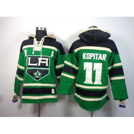 Kings #11 Anze Kopitar Green St. Patrick's Day McNary Lace Hoodie Stitched NHL Jersey