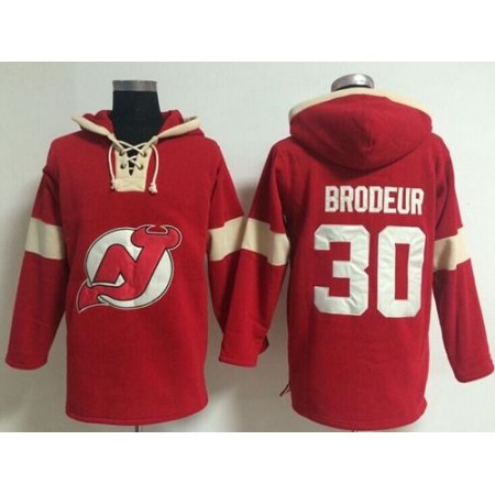 New Jersey Devils #30 Martin Brodeur Red Pullover NHL Hoodie