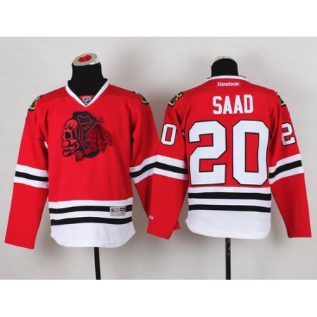 Blackhawks #20 Brandon Saad Red(Red Skull) Stitched Youth NHL Jersey