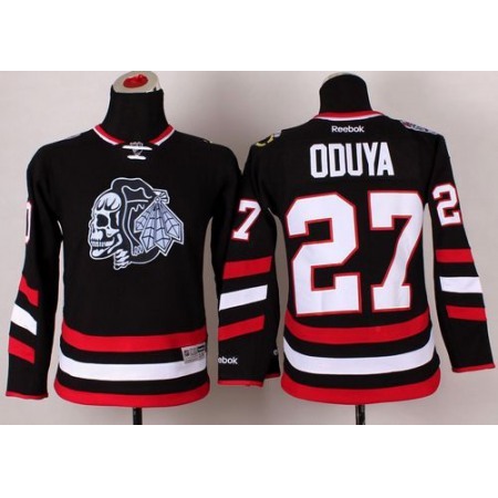 Blackhawks #27 Johnny Oduya Black(White Skull) 2014 Stadium Series Stitched Youth NHL Jersey