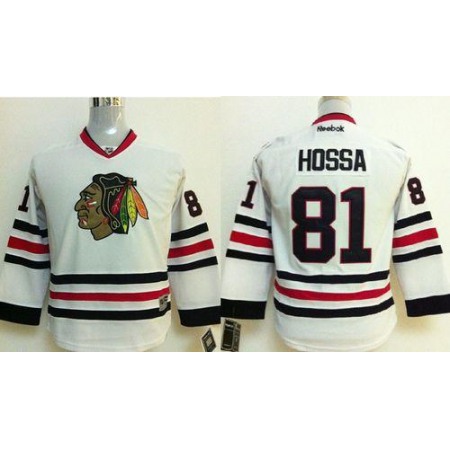 Blackhawks #81 Marian Hossa Stitched White Youth NHL Jersey