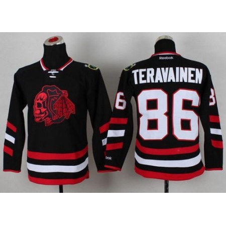 Blackhawks #86 Teuvo Teravainen Black(Red Skull) 2014 Stadium Series Stitched Youth NHL Jersey