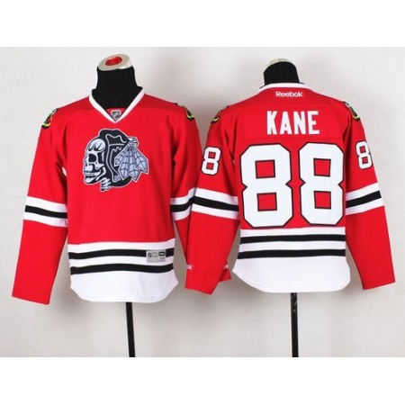 Blackhawks #88 Patrick Kane Red(White Skull) Stitched Youth NHL Jersey
