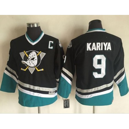 Ducks #9 Paul Kariya Black CCM Throwback Youth Stitched NHL Jersey