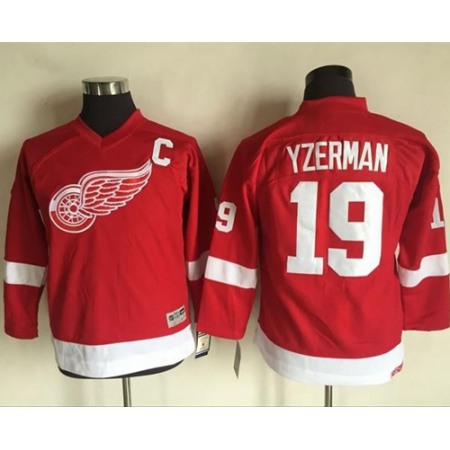 Red Wings #19 Steve Yzerman Red CCM Throwback Stitched Youth NHL Jersey
