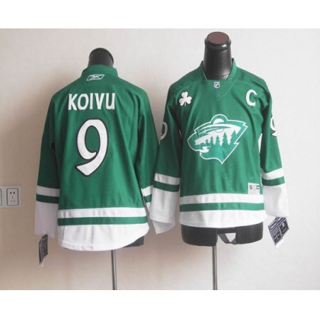 Wild St Patty's Day #9 Mikko Koivu Green Youth Stitched NHL Jersey