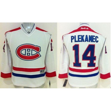 Canadiens #14 Tomas Plekanec White Stitched Youth NHL Jersey