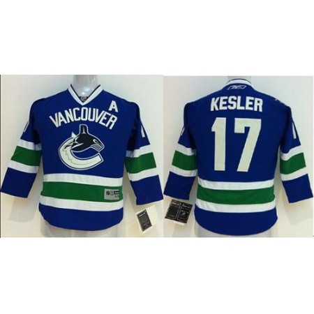 Canucks #17 Ryan Kesler Blue Stitched Youth NHL Jersey