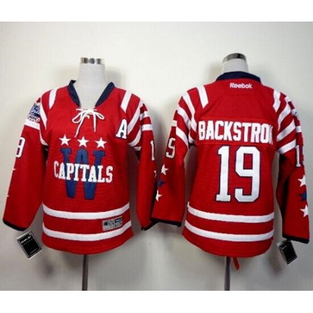 Capitals #19 Nicklas Backstrom 2015 Winter Classic Red Stitched Youth NHL Jersey