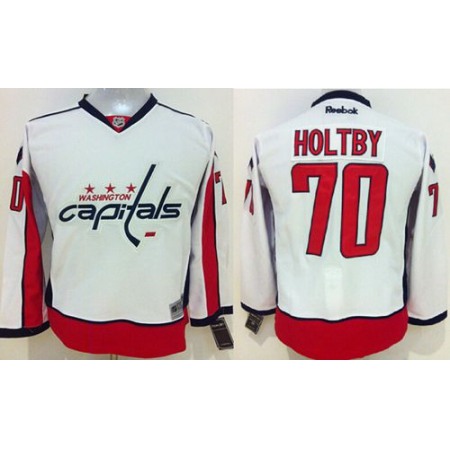 Capitals #70 Braden Holtby White Stitched Youth NHL Jersey