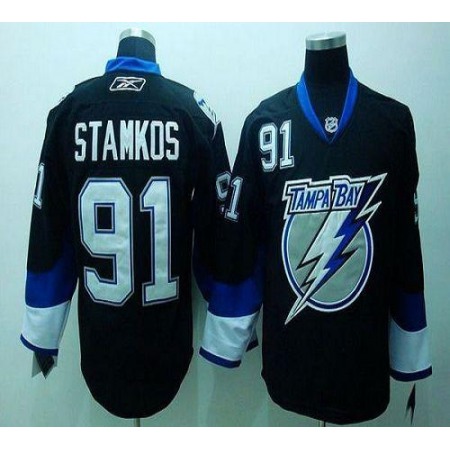 Lightning #91 Steven Stamkos Black Stitched Youth NHL Jersey