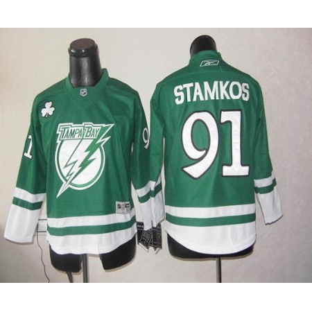 Lightning St Patty's Day #91 Steven Stamkos Green Youth Stitched NHL Jersey