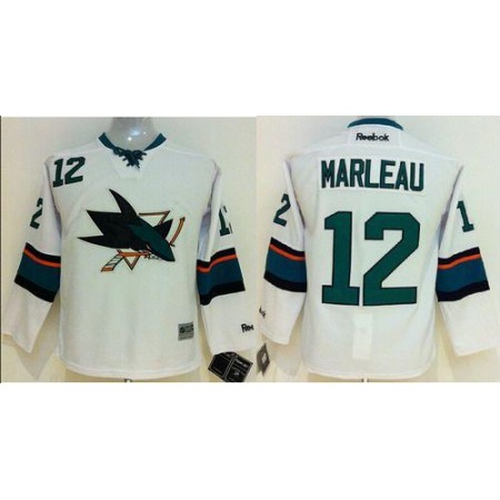 Sharks #12 Patrick Marleau White Stitched Youth NHL Jersey