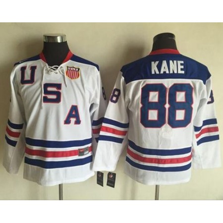 Team USA #88 Patrick Kane White 1960 Throwback Stitched Youth NHL Jersey