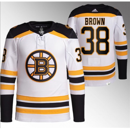 Men's Boston Bruins #38 Patrick Brown White Stitched Jersey