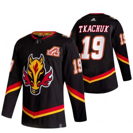 Men's Calgary Flames #19 Matthew Tkachuk 2020-21 Black Reverse Retro Stitched Jersey