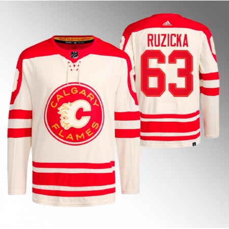 Men's Calgary Flames #63 Adam Ruzicka 2023 Cream Heritage Classic Primegreen Stitched Jersey