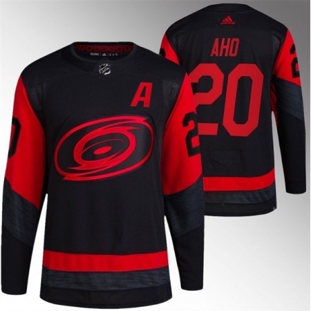 Men's Carolina Hurricanes #20 Sebastian Aho Black Red Stadium Series Breakaway Stitched Jersey