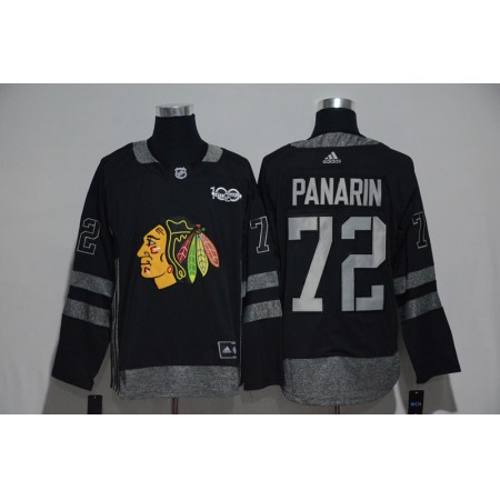 Chicago Blackhawks #72 Artemi Panarin Black Men's 1917-2017 100th Anniversary Stitched NHL Jersey