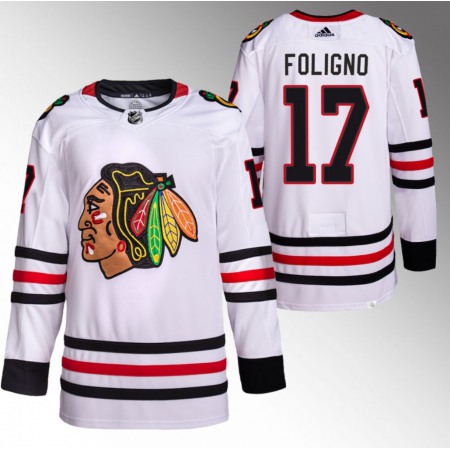 Men's Chicago Blackhawks #17 Nick Foligno White Stitched Hockey Jersey