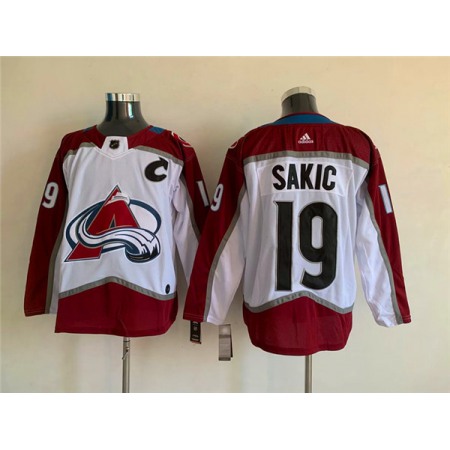 Men's Colorado Avalanche #19 Joe Sakic White Stitched Jersey