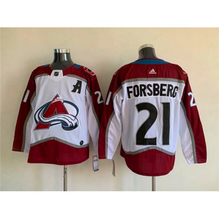 Men's Colorado Avalanche #21 Peter Forsberg White Stitched Jersey