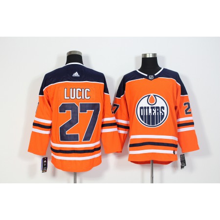 Men's Adidas Edmonton Oilers #27 Milan Lucic Orange Stitched NHL Jersey