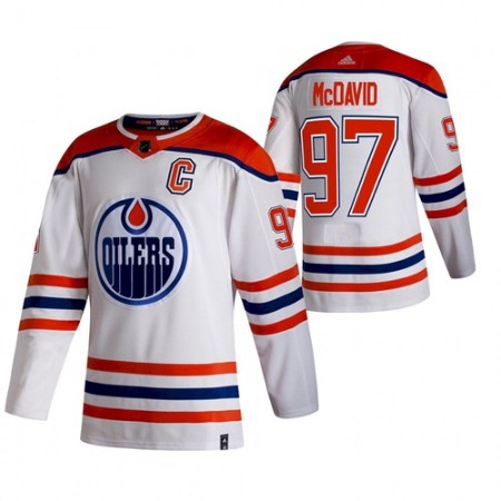 Men's Edmonton Oilers #97 Connor McDavid White 2020-21 Reverse Retro Stitched Jersey