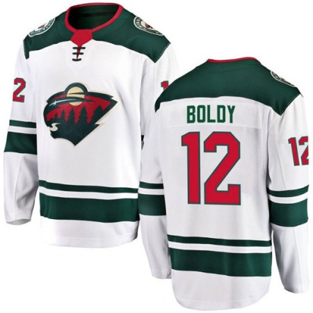 Men's Minnesota Wild #12 Matthew Boldy 2021 White Away Breakaway Stitched Jersey