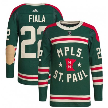 Men's Minnesota Wild #22 Kevin Fiala 2022 Green Winter Classic Stitched Jersey