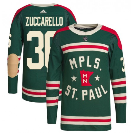 Men's Minnesota Wild #36 Mats Zuccarello 2022 Green Winter Classic Stitched Jersey