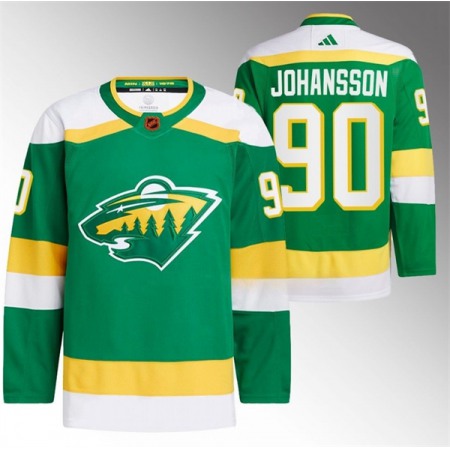 Men's Minnesota Wild #90 Marcus Johansson Green 2022-23 Reverse Retro Stitched Jersey