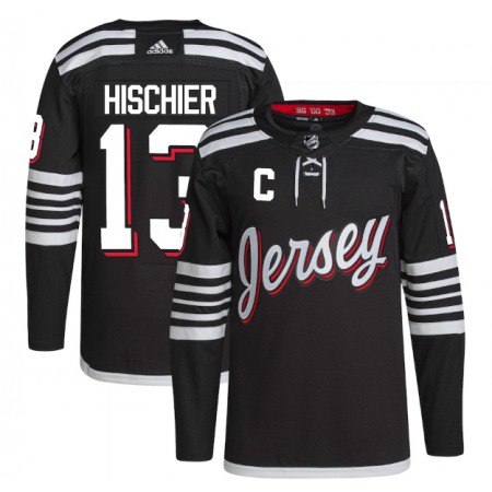 Men's New Jersey Devils #13 Nico Hischier 2021/22 Black Stitched Jersey