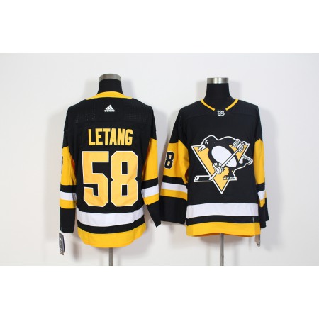 Men's Adidas Pittsburgh Penguins #58 Kris Letang Black Stitched NHL Jersey