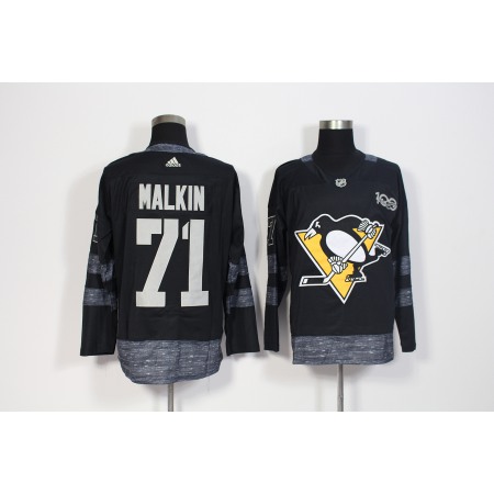 Men's Adidas Pittsburgh Penguins #71 Evgeni Malkin Black 1917-2017 100th Anniversary Stitched NHL Jersey
