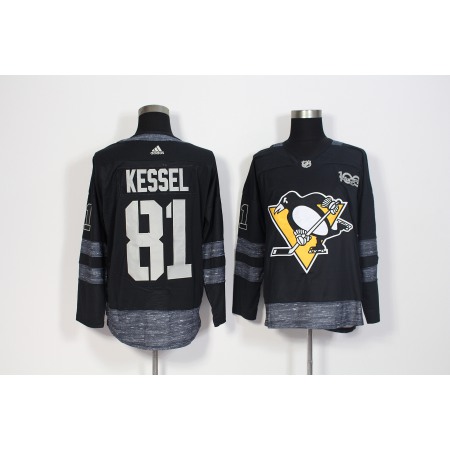 Men's Adidas Pittsburgh Penguins #81 Phil Kessel Black 1917-2017 100th Anniversary Stitched NHL Jersey