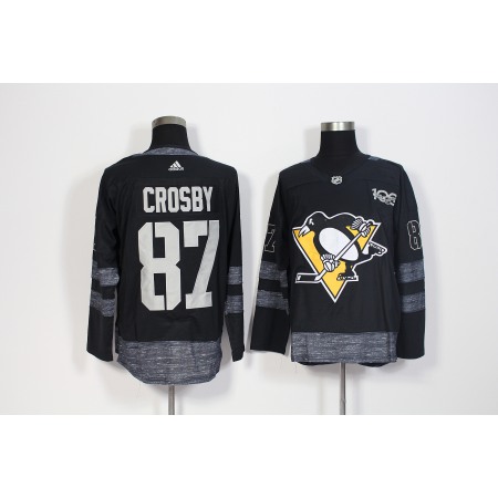 Men's Adidas Pittsburgh Penguins #87 Sidney Crosby Black 1917-2017 100th Anniversary Stitched NHL Jersey