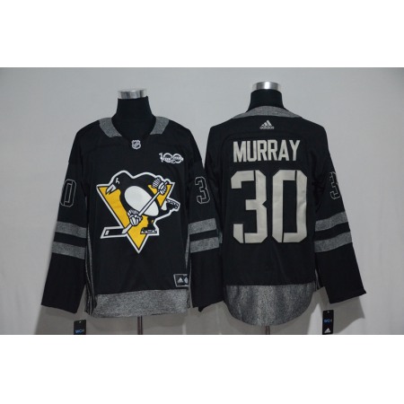 Pittsburgh Penguins #30 Matt Murray Black Men's 1917-2017 100th Anniversary Stitched NHL Jersey