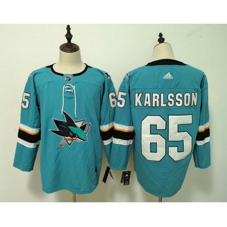 Men's Adidas San Jose Sharks #65 Erik Karlsson Teal Stitched NHL Jersey