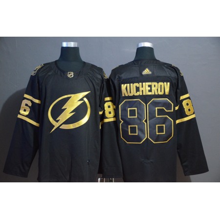 Men's Adidas Tampa Bay Lightning #86 Nikita Kucherov Black Golden Stitched NHL Jersey