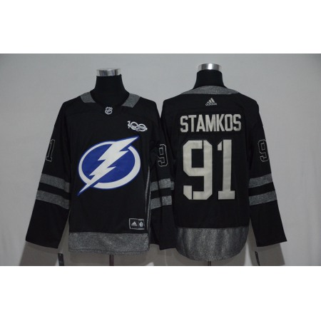 Tampa Bay Lightning #91 Steven Stamkos Black Men's 1917-2017 100th Anniversary Stitched NHL Jersey