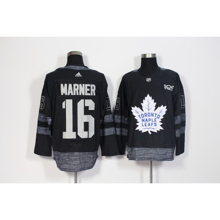 Men's Adidas Toronto Maple Leafs #16 Mitchell Marner Black 1917-2017 100th Anniversary Stitched NHL Jersey