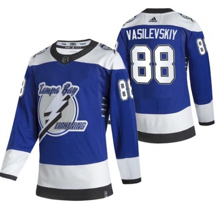 Men's Tampa Bay Lightning #88 Andrei Vasilevskiy 2021 Blue Reverse Retro Stitched Jersey